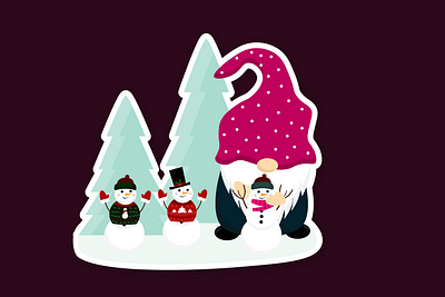 Winter gnome stickers animal cartoon character chrismas time christmas character christmas elf christmas gnome gnome graphic design illustration kids pink santa snowman stickers ugly sweater winter winter forest xmas xmas gnome
