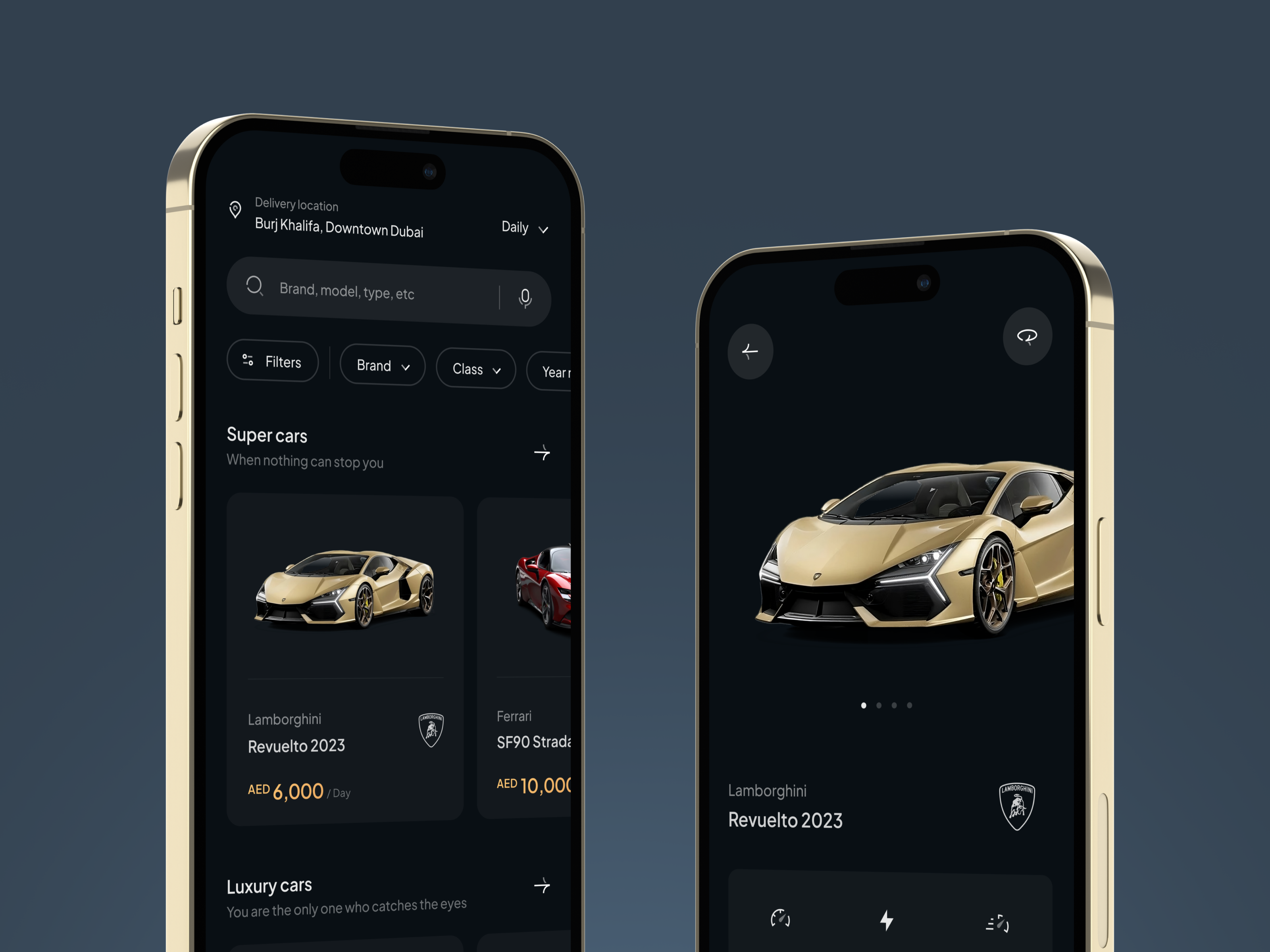 Luxury Car Rental in Dubai - English and Arabic app design arabic booking app car car rental luxury car rent rent a car rental car app rtl