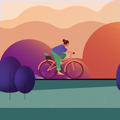 cycling loop animation 2d after effects bike character cycling flat illustration loop animation motion design motion graphics parallax sound design
