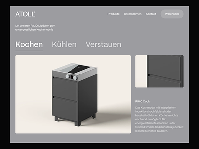 ATOLL Outdoor Kitchen Feature Tabs Concept | Shop clean design feature feature tabs features highlight kitchen landingpage minimal outdoor kitchen scrolled page tab navigation tabs typography ui ui design ux ux design web website
