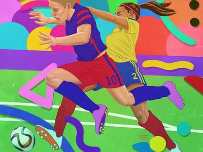 Editorial Illustration design editorial illustration football graphic design illustration magazine soccer women