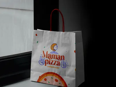 Maman Pizza branding design food geometry illustration logo menu minimal pizza restaurant shape typography vector