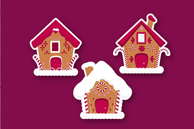 Christmas gingerbread house stickers animal cartoon cartoon stickers character christmas christmas stickers cookies gingerbread house gingerbread stickers graphic design illustration pink stickers winter house xma xmas house xmas stickers