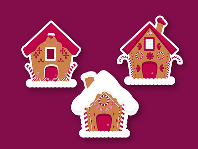 Christmas gingerbread house stickers animal cartoon cartoon stickers character christmas christmas stickers cookies gingerbread house gingerbread stickers graphic design illustration pink stickers winter house xma xmas house xmas stickers