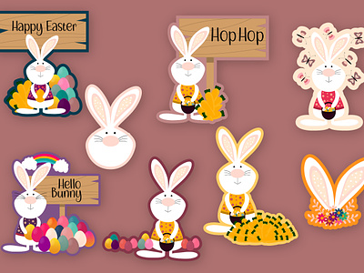 Easter bunny stickers animal bunny stickers butterfly butterfly stickers cartoon character easter easter character easter design easter egg easter egg stickers easter stickers flower stickers graphic design happy easter stickers illustration rabbit stickers spring spring stickers stickers