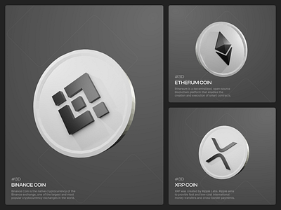 3D Crypto Tokens 3d blackwhite blender crypto design render simple ui ui design user interface wallet