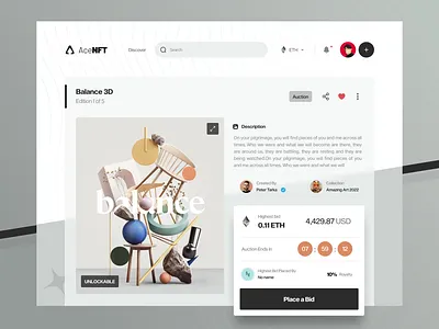 NFT Page - Light 🔥🤘 creative crypto design eth flat header landing light metamask minimal nft trend ui uidesign uiux web webdesign