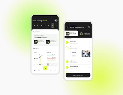 Workout app concept💪🏼 app design clean fitness graphics ui wellness workout