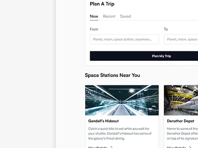 Minimal Space Travel Dashboard clean dashboard minimal space travel ui ux