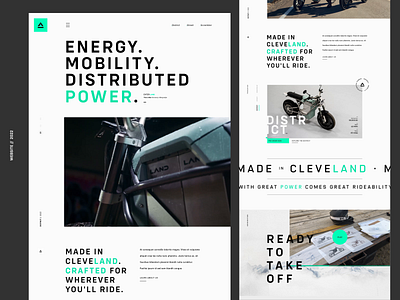 LAND energy website branding clean design ecommerce electric gif green homepage minimal motion motion graphics moto motorcycle shopify ui ux video web webdesign website
