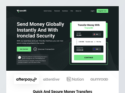 Online Money Transfer Platform - Finance Website banking banking ui banking website digital payments finance website financial services fintech design landing page money transfer money transfer app online banking payment gateway payment website product product design ui ux design uiux wallet app web website