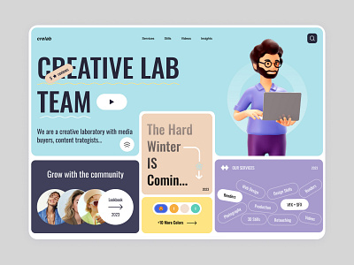 Crelab Website agency animation crelab product product design service ui uiux ux web web app website design