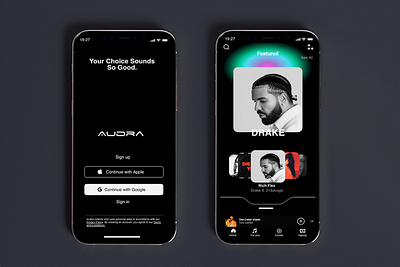 Audra - Music App UX/UI design / Logo design/ Prototype app branding design graphic design logo prototype typography ui ux vector wireframing