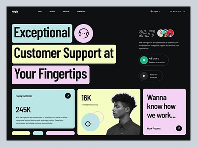 Helpie 247 support creative customer customer service customer support dark mode helpdesk management support ui ui design uitrends web design web ui design web ui ux