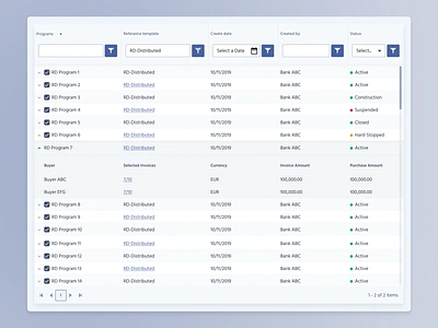 Filterable Grid with Expandable Table Data accordion data data table design expand expand row expandable expanding nest nested nested table rows table tags ui