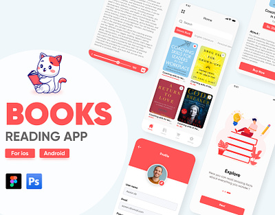 Books Reading App Design app book app branding design graphic design typography ui ui ux uiux ux