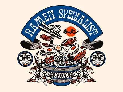 Illustration apparel branding clothing design egg geometric illustration japan japanese line line art logo merch minimal monoline pattern ramen shirt sushi t shirt