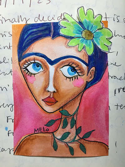 Frida Kahlo in Nature design frida kahlo girl illustration meloearth mexico painting portrait