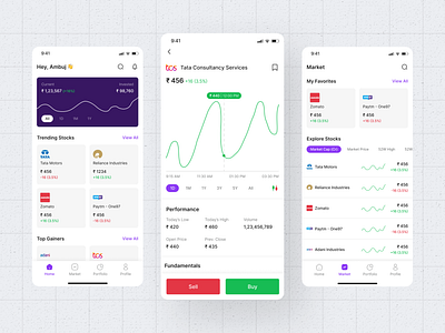 Stock Market/Finance Mobile App UI/UX Design app ui design app ui ux design figma finance app design ios mobile app design mobile app design money app design stock app design stock market app design ui design app ui ux mobile app ux design app