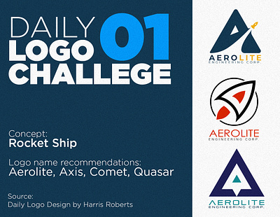 Daily Logo Challenge 01 - Rocketship aerolite daliylogochallenge logo logo design logo studies logochallenge rocketship