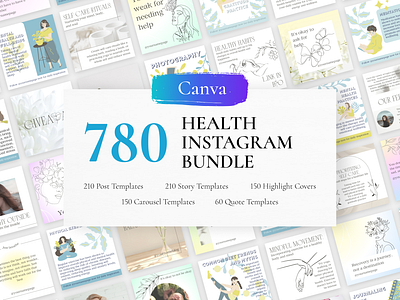 Mental Health Instagram Canva Bundle canva design canva template design instagram instagram post instagram stories instagram template