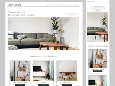 URBAN ACCENTS- A Minimal Home Interior Company design furniture home decor interior design landing page design minimal ui web