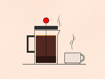 Under French Pressure coffee frenchpress illustration ipad java joe latte procreate simple