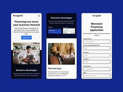 Stronghold® Merchant Financing blockchain cannabis design finance fintech marijuana mobile responsive design ui web design webflow