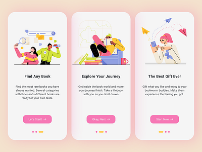 Online Book Library | Unboarding UI app application book book reader design ebook illustration library online book online store store ui unboarding user unboarding ux