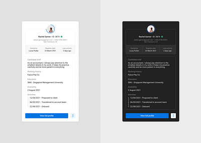 Employee Information Card app design minimal ui