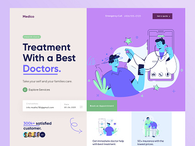 Medical Healthcare Service Website Landing Page clinic consultation doctor health care home page illustration landing page landingpage medical medical website online healthcare pharmacy product designer ui uiux user interface web page web site website design