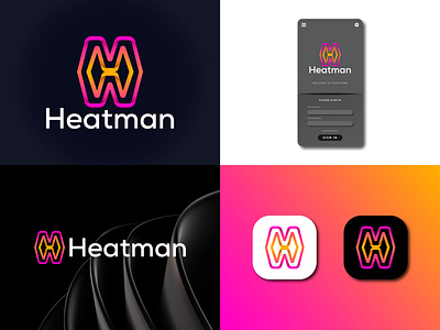 Heatman (H letter mark) logo design app brand brand design branding company logo concept creative gradient logo h icon h logo icon identity letter logo letter mark logo logo designer mark modern logo raihan kabir symbol