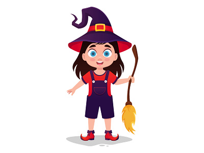 Cute witch, halloween holiday character design child cute character element girl in costume graphic design halloween halloween holiday illustration motion design motion graphics vector vector illustration white background witch witch costume witch element witch illustration