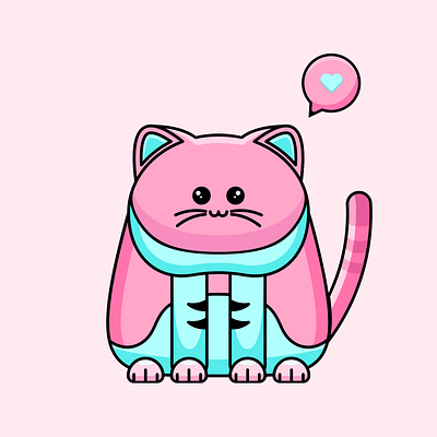 2D Character Design for a Game 2d art blue cat character design drawing game graphic design illustration love pink