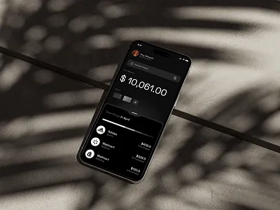 Finance Management Mobile App app bank card branding clean credit cad dark mode e wallet financial fintech future investment minimal mobile design money app network payment security technology transaction ui