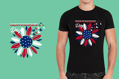 INDEPENDENCE DAY TYPOGRAPHY T SHIRT DESIGN 4th of july branding butterfly t shirt clothing design flower graphic design independence day print sunflower t shirt t shirt tshirt design unique usa flag t shirt