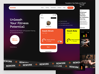 Fitness App Landing page application colorful design fitness rework trendy ui ux