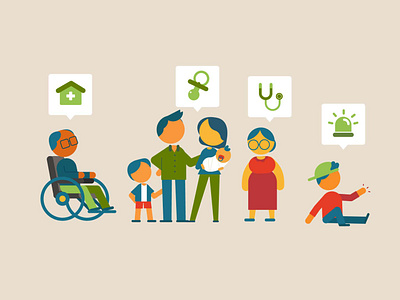 Family animation family group icon motion graphics peoples vector