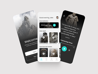 Stoicism app app calm design meditation mobile stoicism ui ux