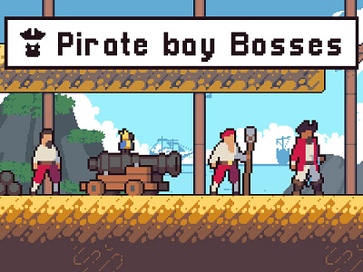 Pirate Bay Bosses Pixel Art Pack 2d asset assets enemy enimies fantasy game game assets gamedev indie indie game pirate pirates pixel pixelart pixelated rpg sprite sprites spritesheet