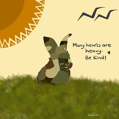 Be Kind animal art bunny camouflage design digital digital painting digital design graphic design illustration kind kindness rabbit wildlife