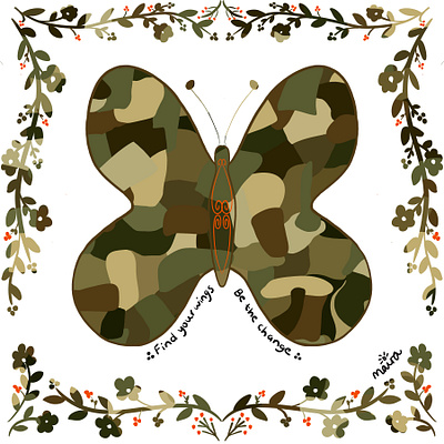 Find your Wings art butterfly camouflage design digital digital painting digital design floral flowers graphic design illustration motivational wings