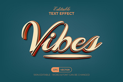 Vibes 3D Text Effect 3d color design editable effect font lettering modern retro style summer text type typography