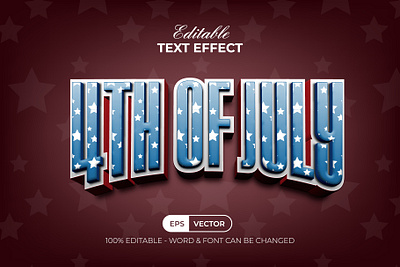 4th Of July Text Effect Style 3d america day design editable effect flag font lettering memorial modern patriot style text type typeface typography us vector