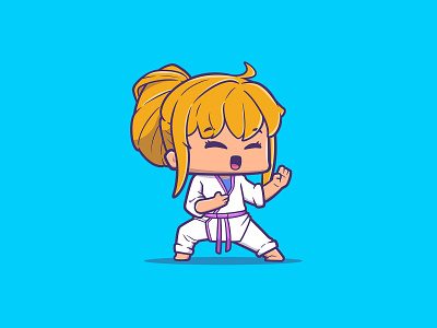 The Jujitsu Girl Training cartoon cute design fighting illustration jiujitsu karate logo vector