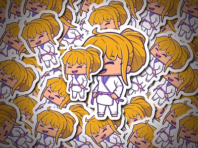 The Adorable Jujitsu Girl Cartoon branding cartoon cute design graphic design illustration jiujitsu karate kids logo self defense vector