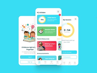 Daycare app revision app calm child children daycare design health mobile ui ux