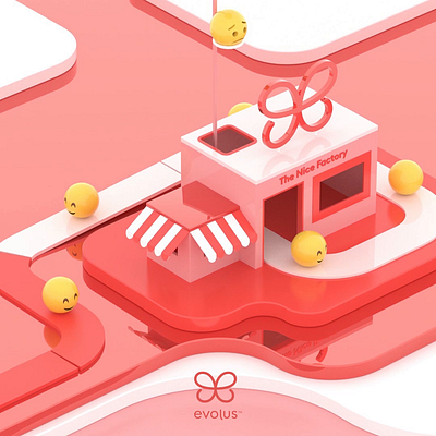 "Evolus" Nice Factory 3d animation branding gif loop minimal motion graphics social media