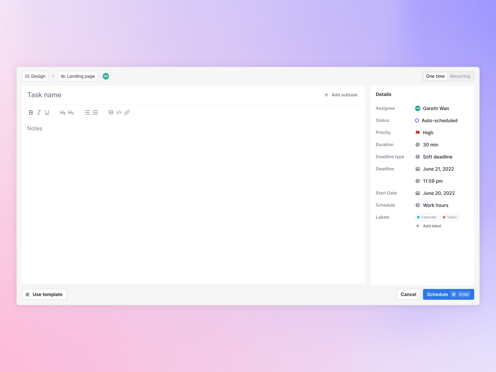 Add Task Modal dashboard minimal saas startup webapp