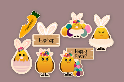 Easter stickers animal bunny cartoon character dance easter animal easter bunny easter character easter chicken easter egg easter stickers floral flowers graphic design happy easter illustration rabbit spring stickers stickers summer stickers